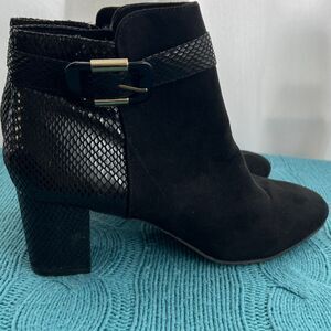 Karen Scott Womens Snake Print Ivyy Mixed-Media Ankle Bootie Black Size 9.5 NWOT